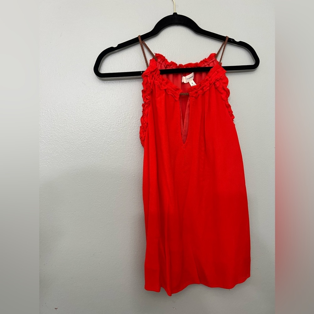 S Freeway red flowy distressed tank